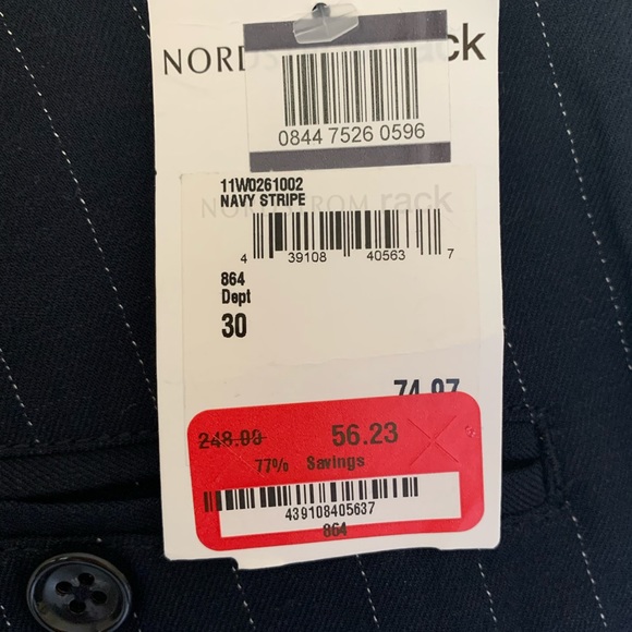 BLDWN Pinstripe Trouser Sz 30 Sato Navy Striped Tencel Cotton Wool Pants NWT - Picture 9 of 12